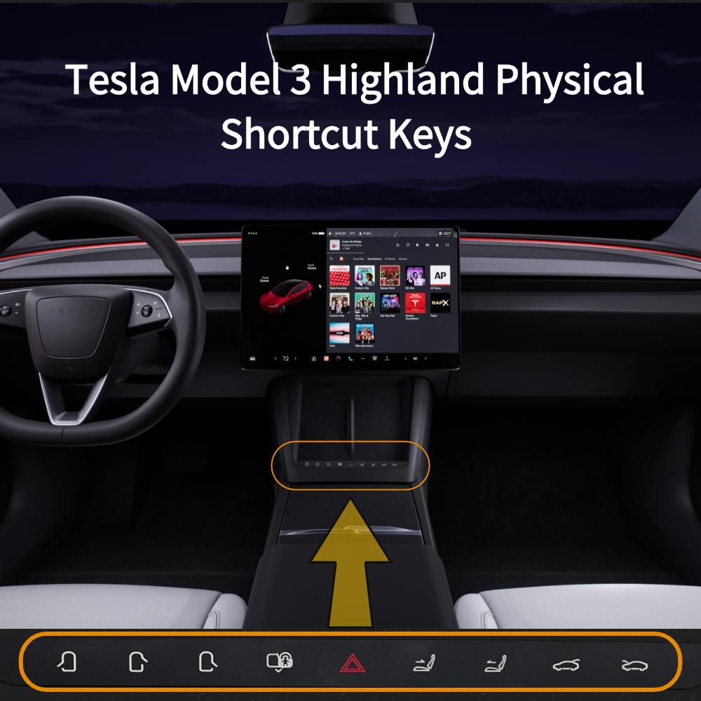 Tesla Model 3 Highland 2024 Center Console Physical Shortcut Keys