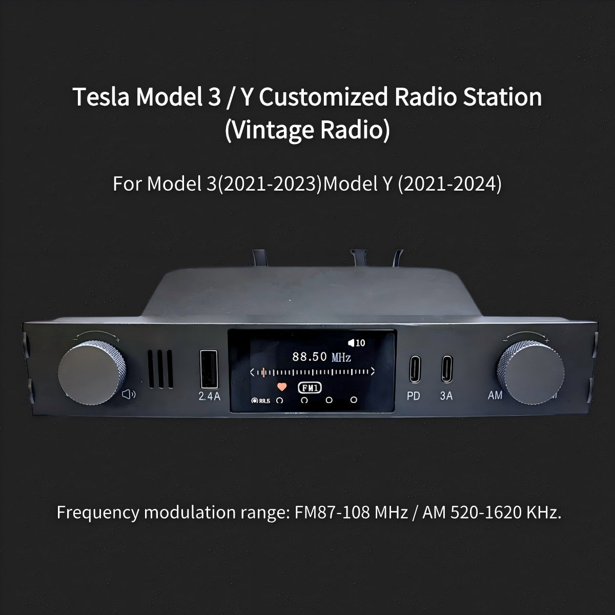 Tesla Model 3 & Y FM/AM Radio With Fast Charging Docking Station