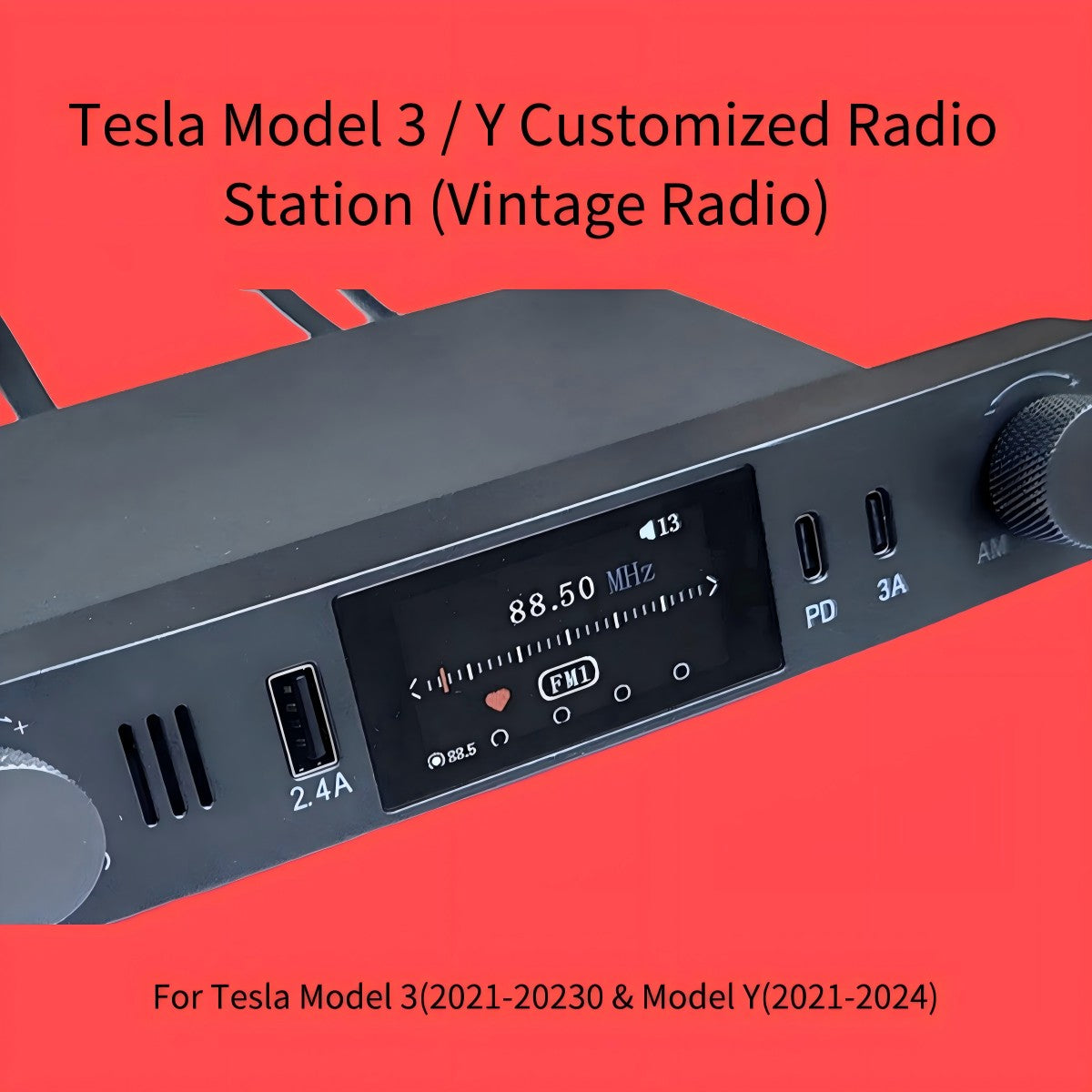 Tesla Model 3 & Y FM/AM Radio With Fast Charging Docking Station