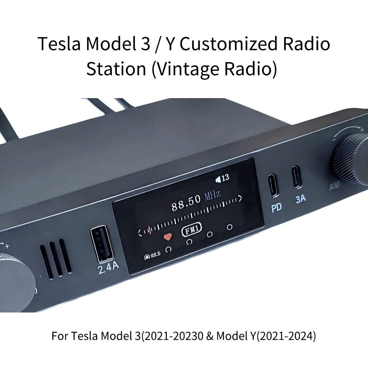 Tesla Model 3 & Y FM/AM Radio With Fast Charging Docking Station